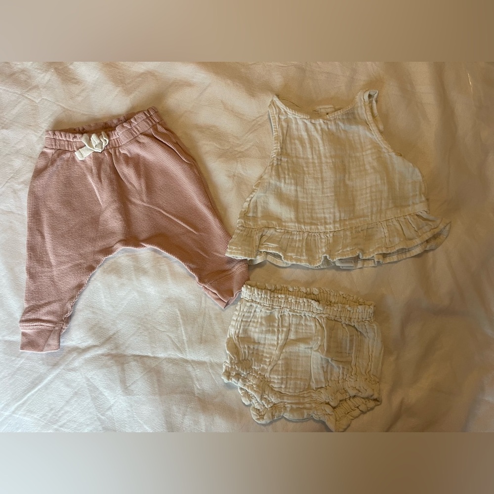 Old Navy white Top/Diaper Cover & Pink Pants